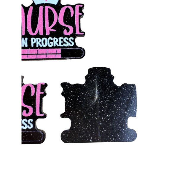 10 pc glitter RN Nurse Nursing Student acrylic flat back charm for badge reels k - Picture 3 of 3
